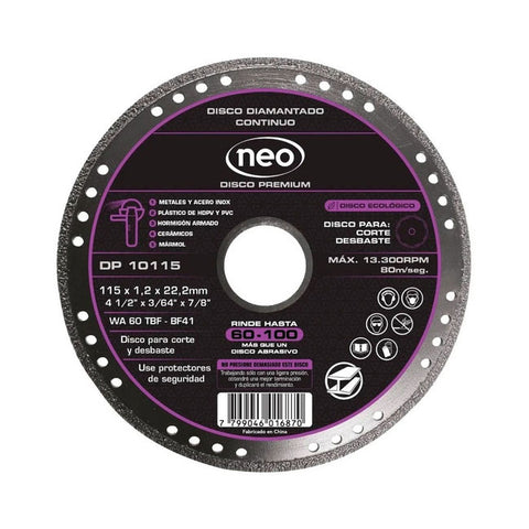 DISCO DIAMANTADO 4-1/2" DP10115 RC CTE Y DESB 13,300 RPM